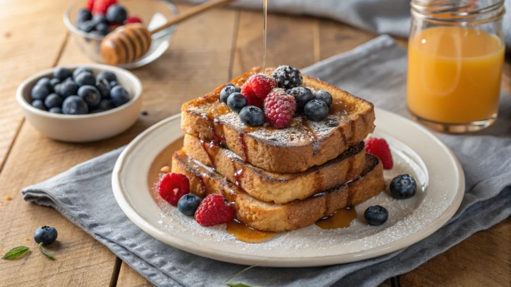 1Golden Sourdough French Toast with Berries and Syrup