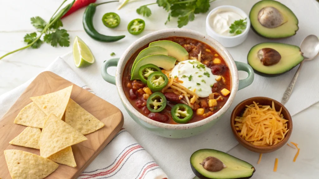 3Fully Garnished Taco Soup Frios – Flavor in Every Bite