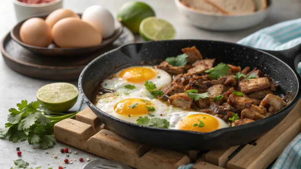 Sizzling Carnitas and Eggs in Cast Iron – Perfect Brunch Recipe