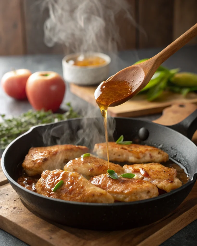 2Glazing Chicken Tenders with Honey and Fresh Apples 2