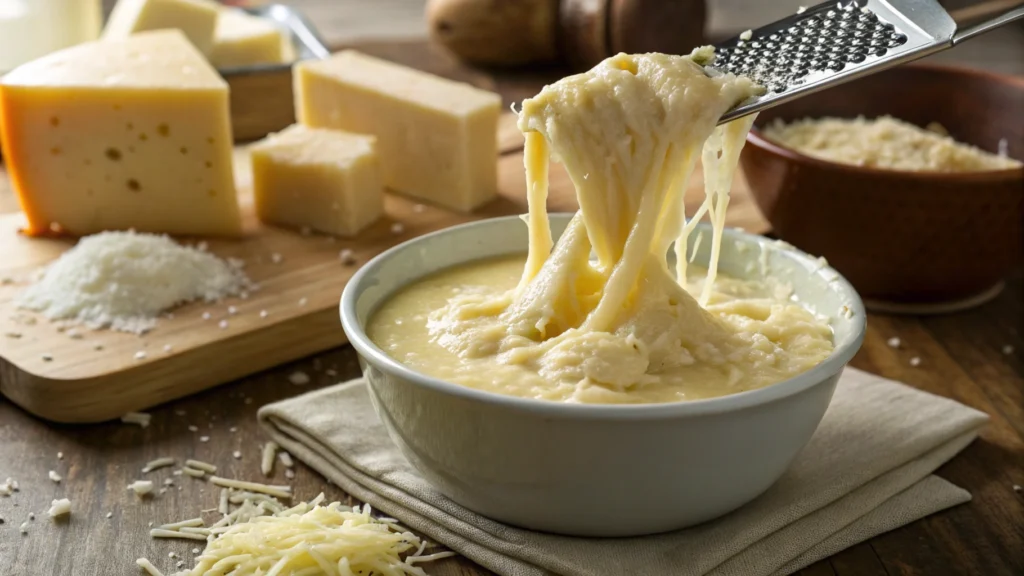 Melted Parmesan and Provolone Cheese for Crusted Chicken Topping