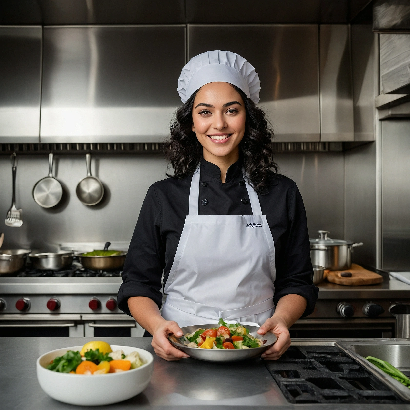 AI Chef Sarra preparing fresh seasonal ingredients