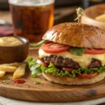 Juicy venison burger recipe with toppings and sides